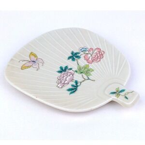 Takahashi San Francisco Cho-Cho Fan Trinket Dish Butterfly Floral Ceramic Japan
